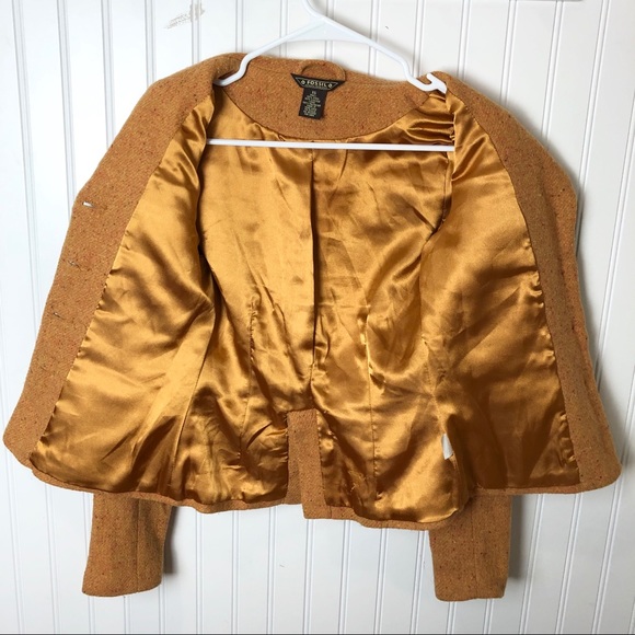 Fossil 70's Style Mustard Yellow Wool Blend Jacket - Picture 5 of 6